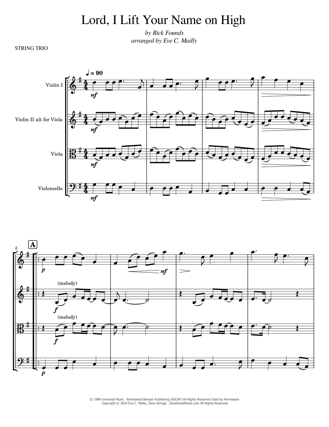 Lord, I Lift Your Name On High (arr. Eve C. Mailly - Zene Strings)