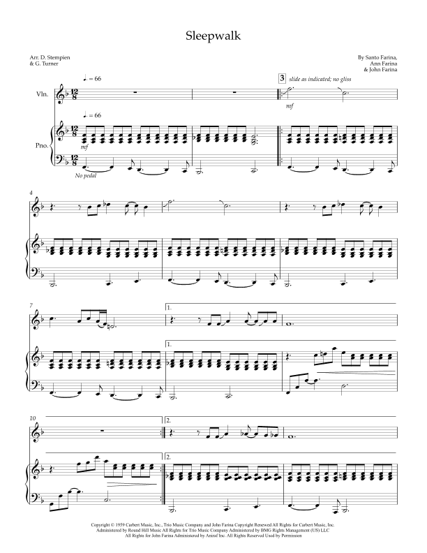Sleepwalk (instrumental Version) (arr. Debra E. Stempien, Gregory H. Turner)