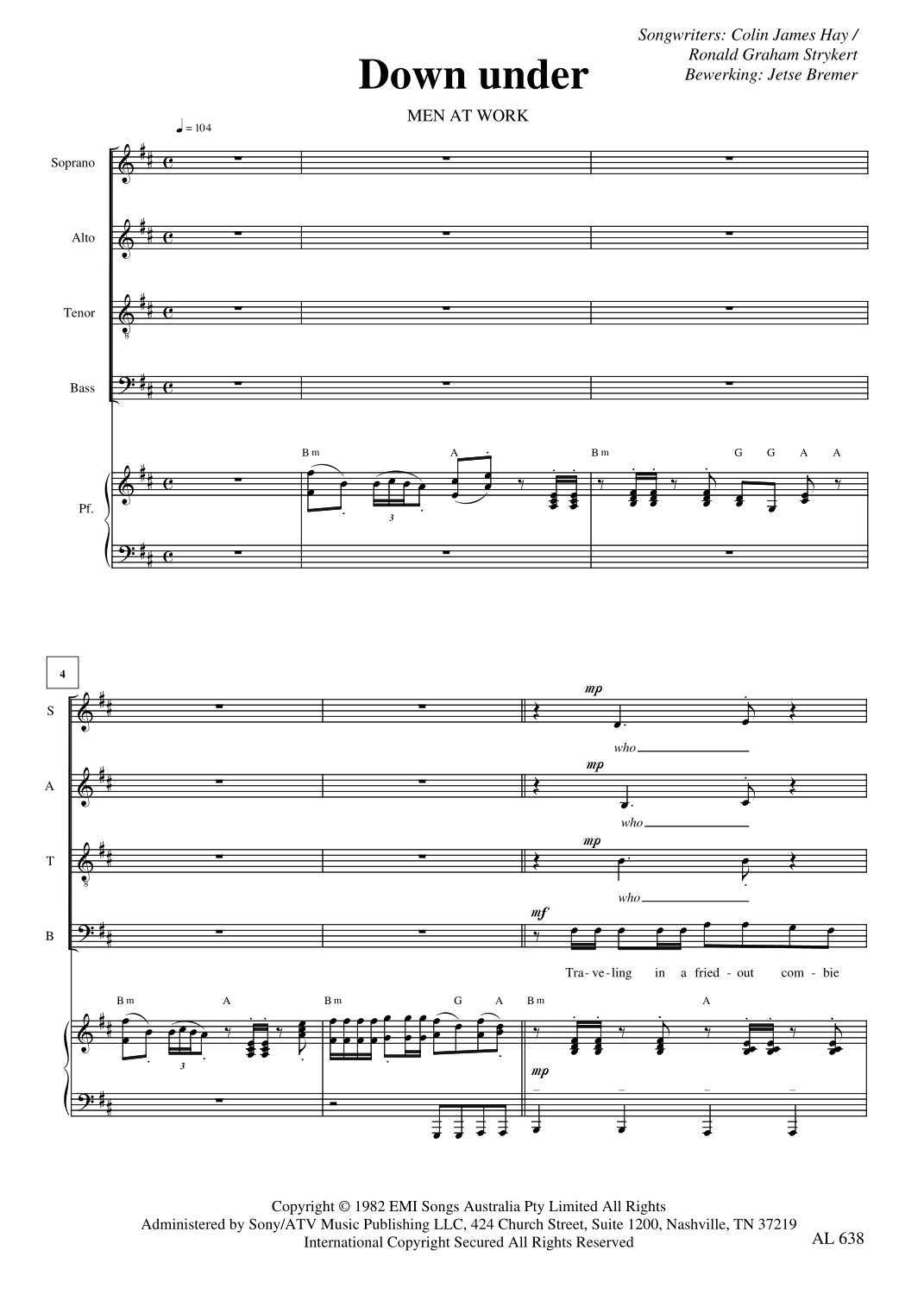 Down Under (arr. Jetse Bremer)