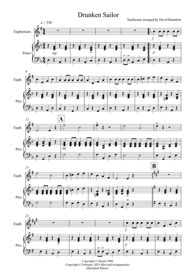 Drunken Sailor for Euphonium and Piano (arr. David Burndrett)