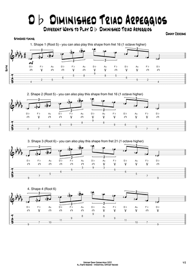 Db Diminished Triad Arpeggios (5 Ways to Play)