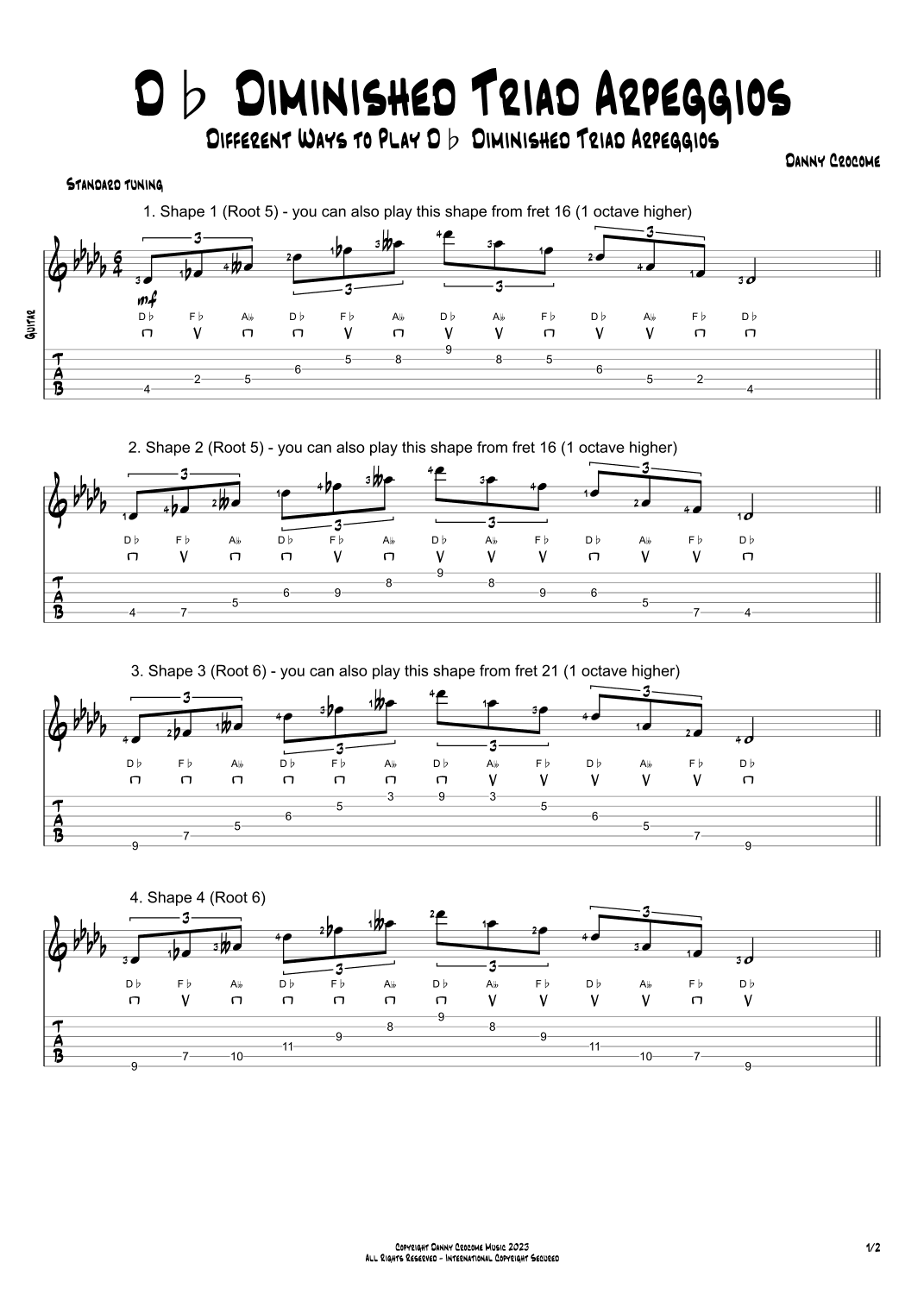 Db Diminished Triad Arpeggios (5 Ways to Play)