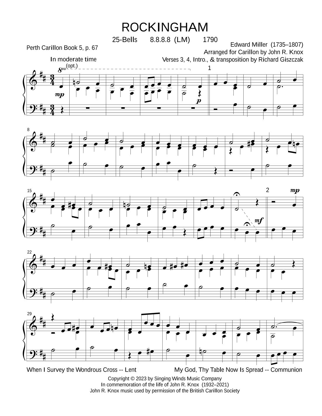 25B. ROCKINGHAM (arr. John R. Knox & Richard Giszczak)