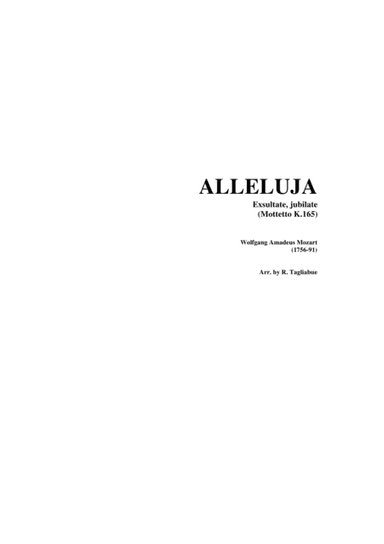 ALLELUJA Exsultate, jubilate  (Mottetto K.165) - Arr- for Organ (arr. Renato Tagliabue)