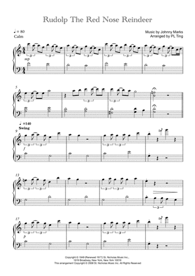 Rudolph The Red-nosed Reindeer (arr. PL Ting)
