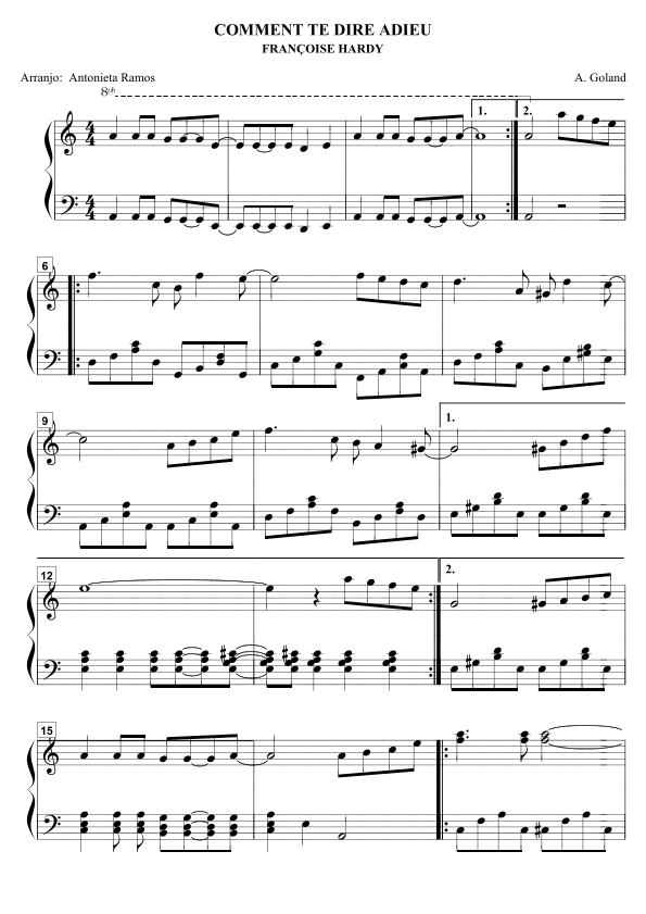 Comment Te Dire Adieu (arr. Antonieta Ramos Valverde)