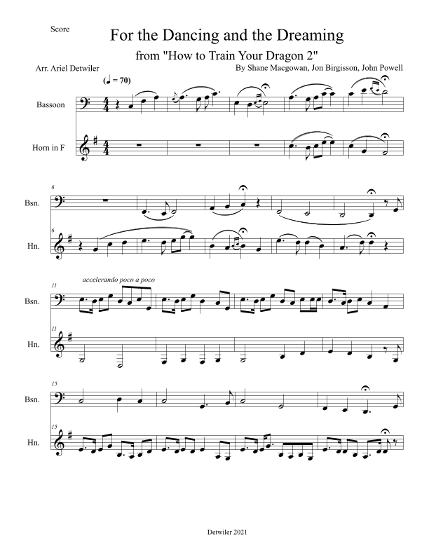 For The Dancing And The Dreaming (arr. Ariel Detwiler)
