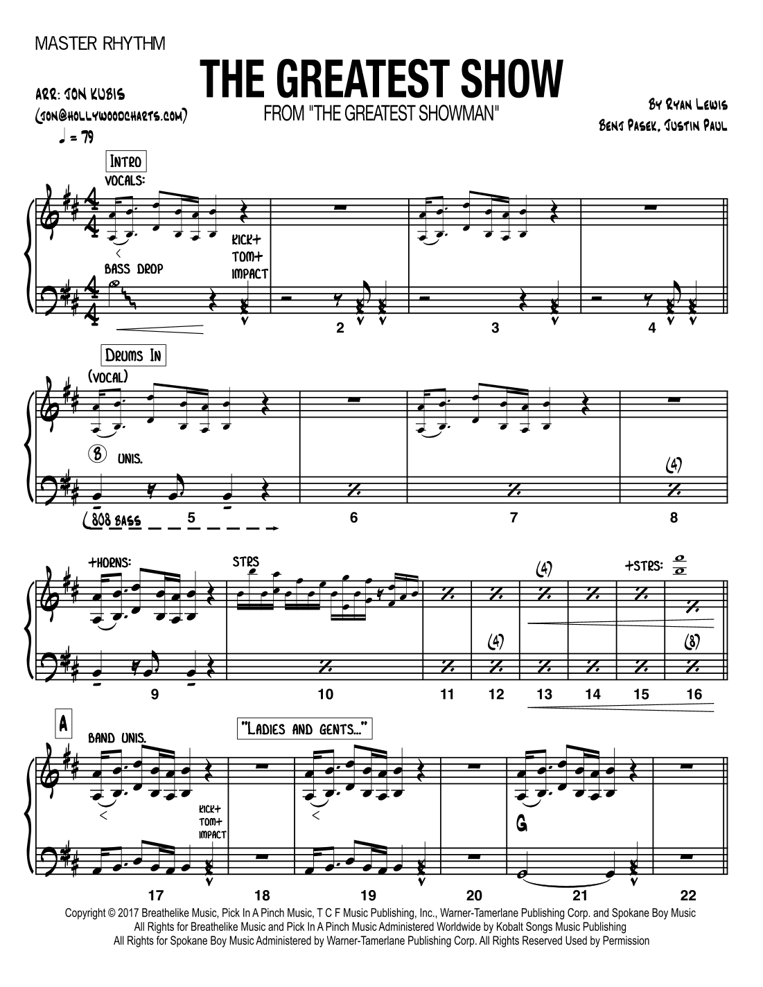 The Greatest Show (arr. Jon Kubis)