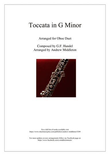 Toccata in G Minor arranged for Oboe Duet (arr. Andrew Middleton)