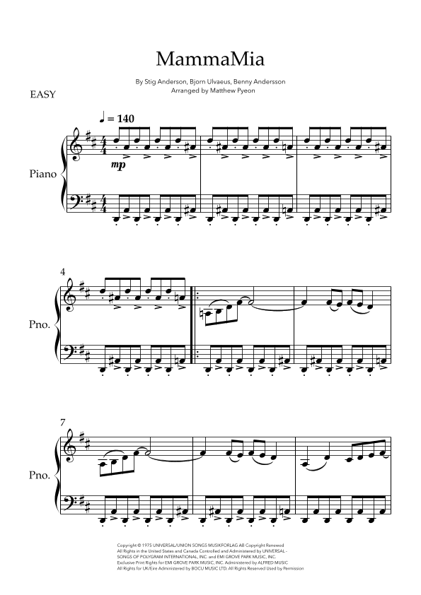 Mamma Mia (arr. Matthew pyeon)
