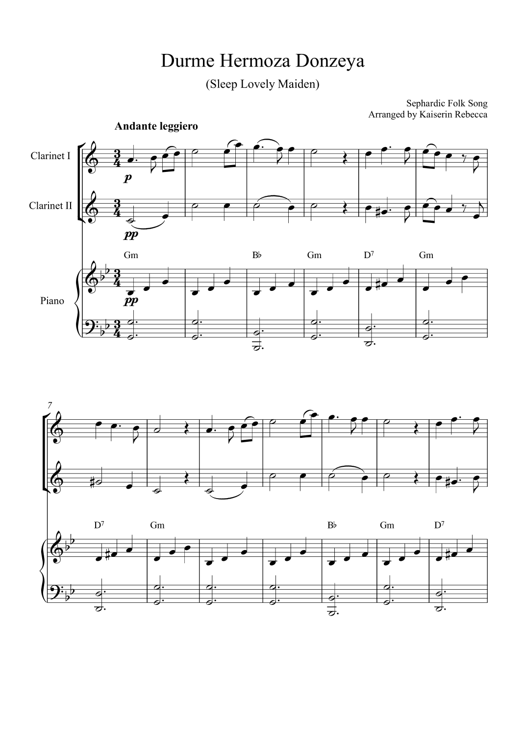 Durme Hermoza Donzeya (Sleep Lovely Maiden) (arr. Kaiserin Rebecca)