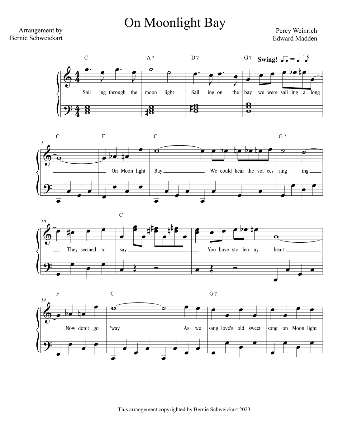 On Moonlight Bay (arr. Bernie Schweickart)