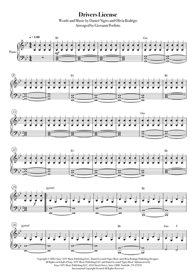 Drivers License (arr. Giovanni Porfirio)