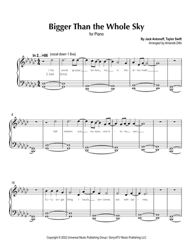 Bigger Than The Whole Sky (arr. Amanda Dills)
