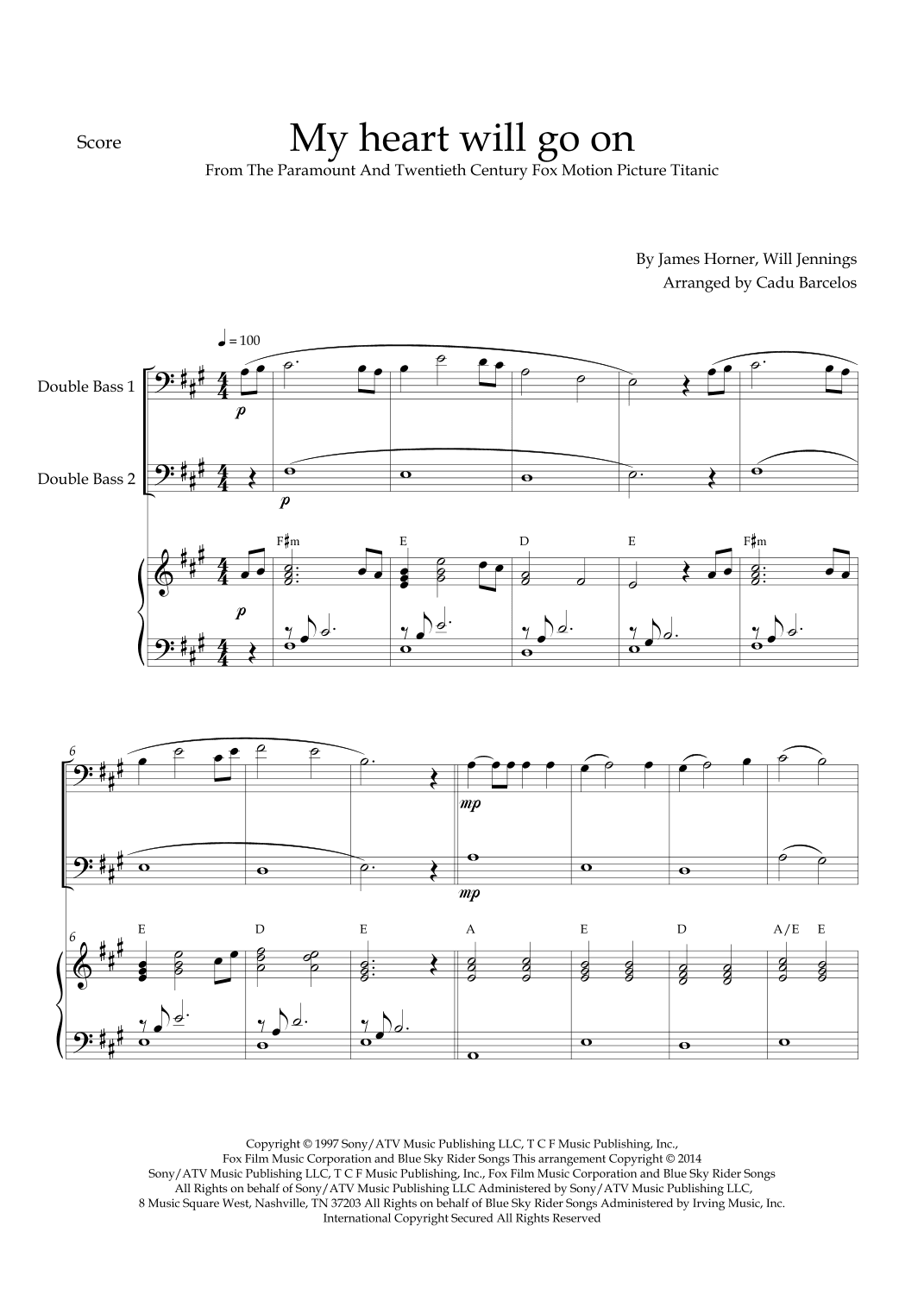 My Heart Will Go On (love Theme From 'titanic') (arr. Cadu Barcelos)