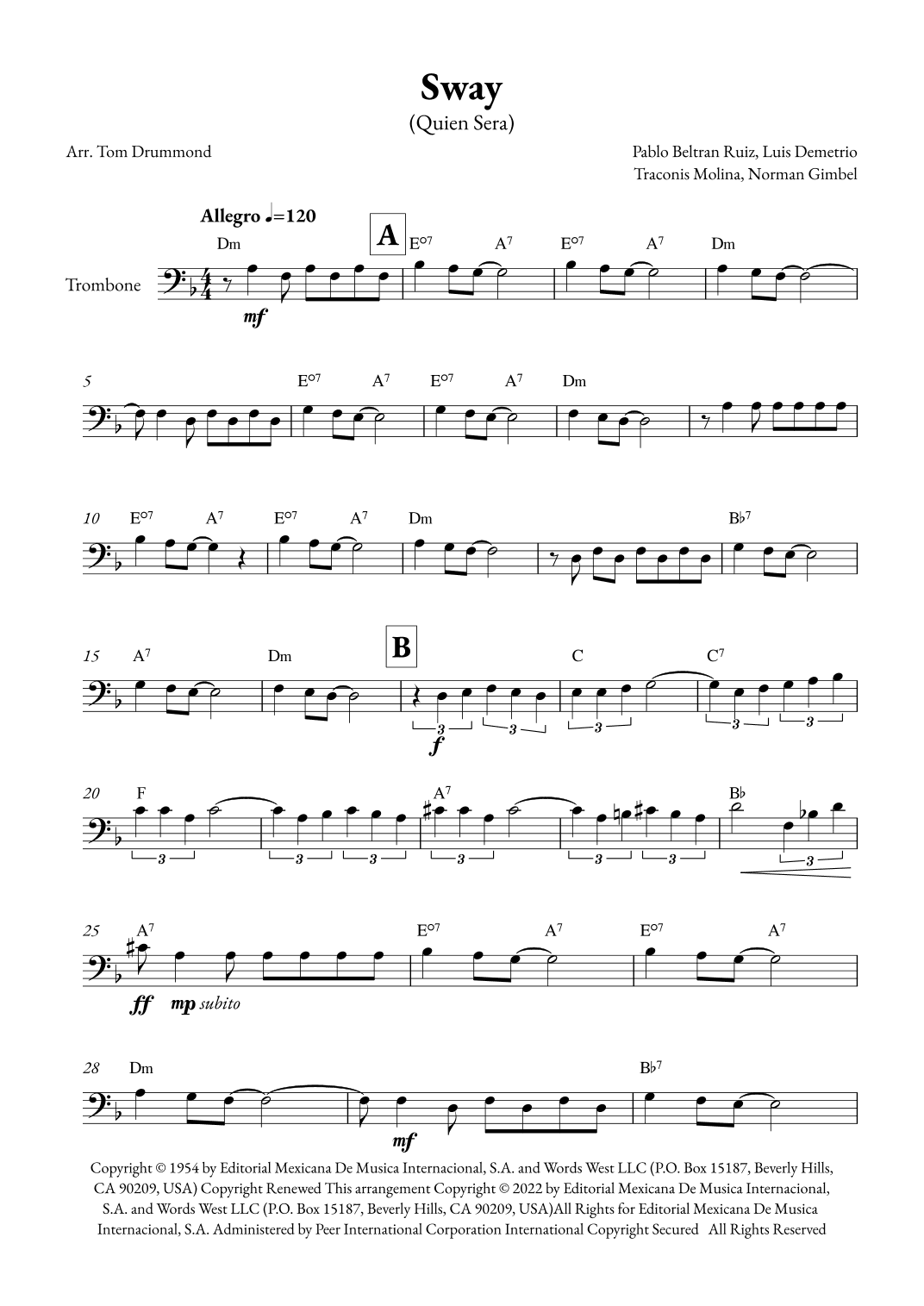 Sway (quien Sera) (arr. Tom Drummond)