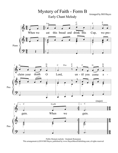 Mystery of Faith (Form B) & Great Amen - chant (arr. Bill Hayes)