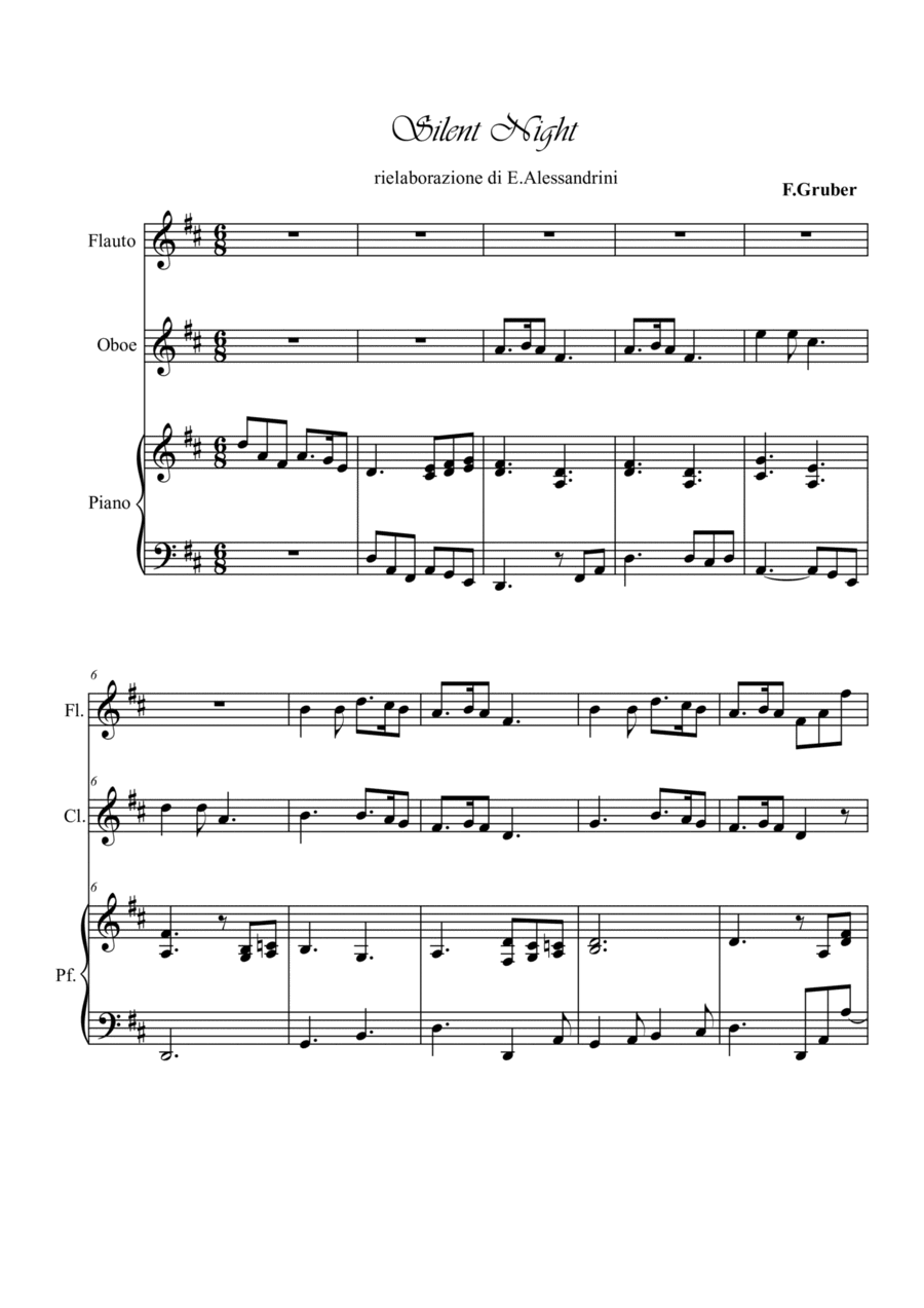 Silent Night. Flute oboe and piano trio (arr. Ester Alessandrini)