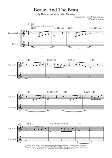 Beauty And The Beast (arr. Davi Rocha Campos)