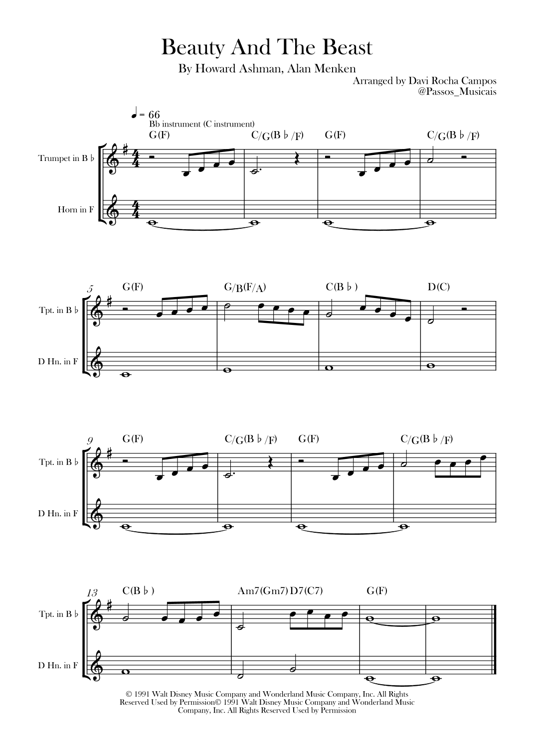 Beauty And The Beast (arr. Davi Rocha Campos)