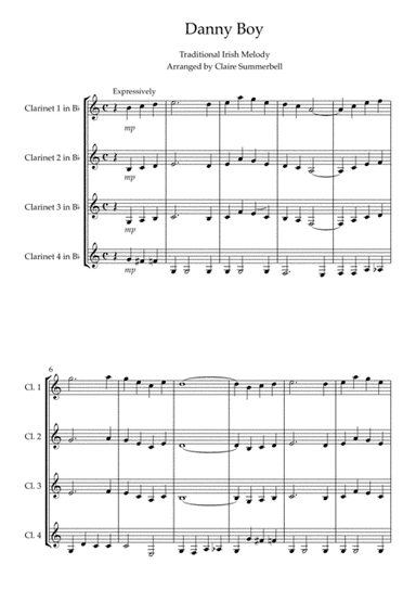 Danny Boy - Easy Clarinet Quartet (arr. Claire Summerbell)