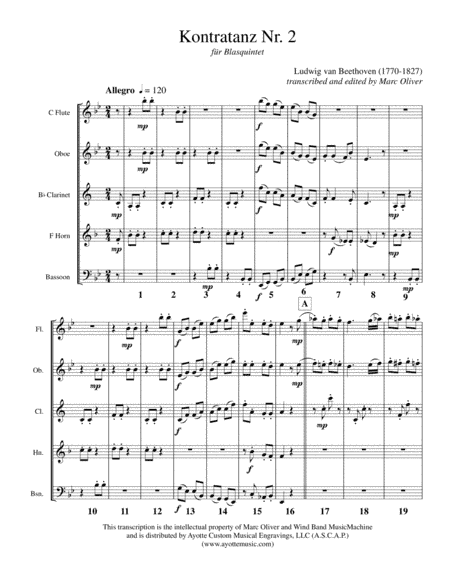 Kontratanz No. 2 for Woodwind Quintet (arr. Marc Oliver)