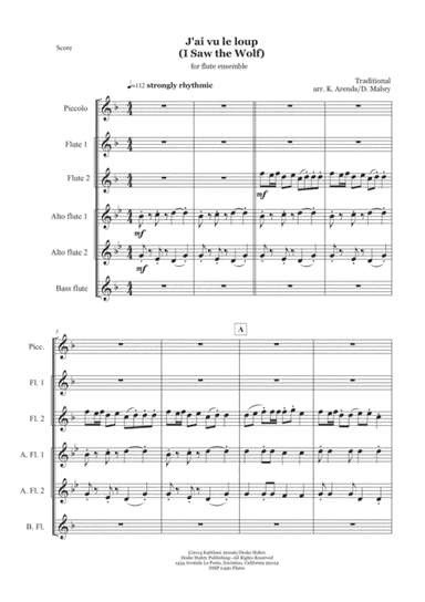 J'ai Vu Le Loup (flute ensemble) (arr. Kathleen Arends & Drake Mabry)