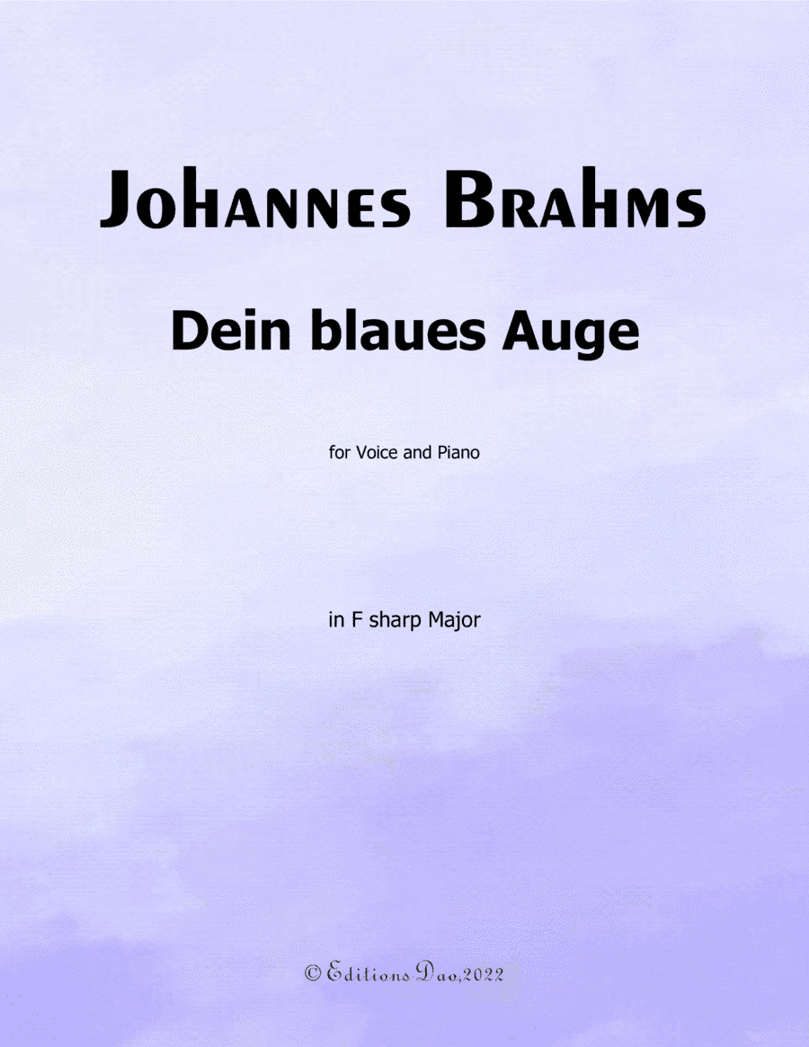 Dein blaues Auge, by Brahms, in F sharp Major (arr. Editions Dao)