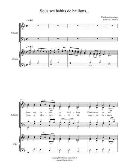 Sous ses habits de haillons (mixed choir & obliged organ)