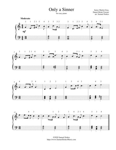 Only a Sinner - for easy piano (arr. Samuel Stokes)