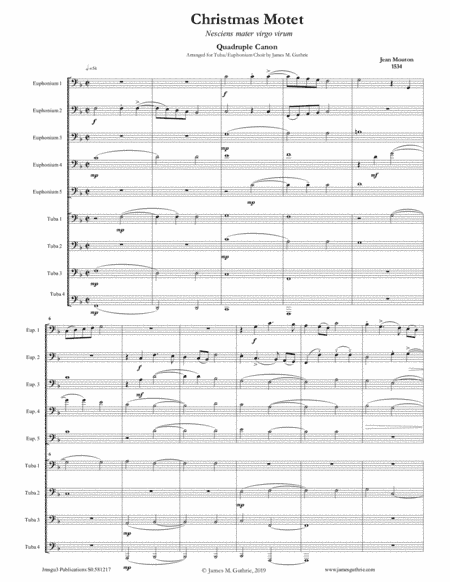 Mouton: Christmas Motet for Tuba/Euphonium Choir (arr. James M. Guthrie)