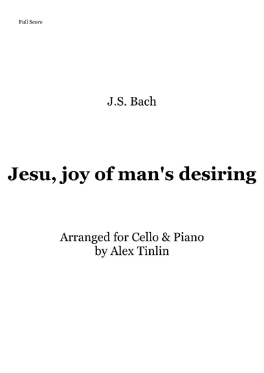 Jesu, joy of man's desiring (arr. Alex Tinlin)