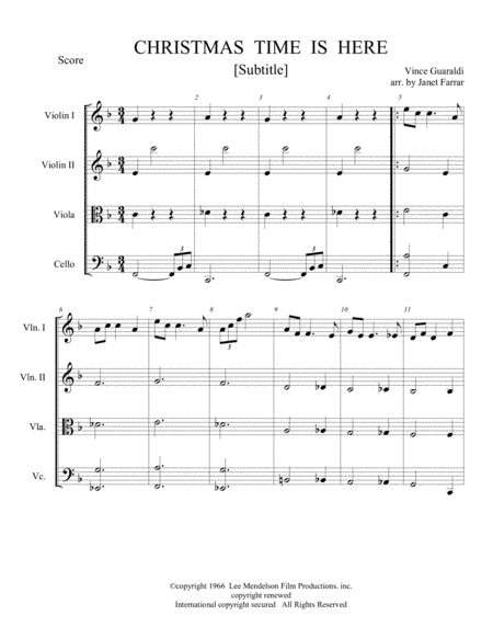 Christmas Time Is Here (arr. Published by Janet Farrar)