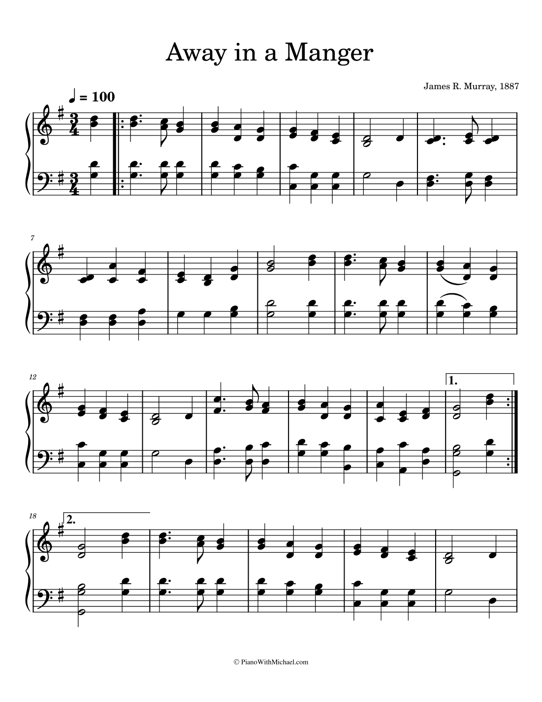 Away In A Manger (arr. PianoWithMichael.com)
