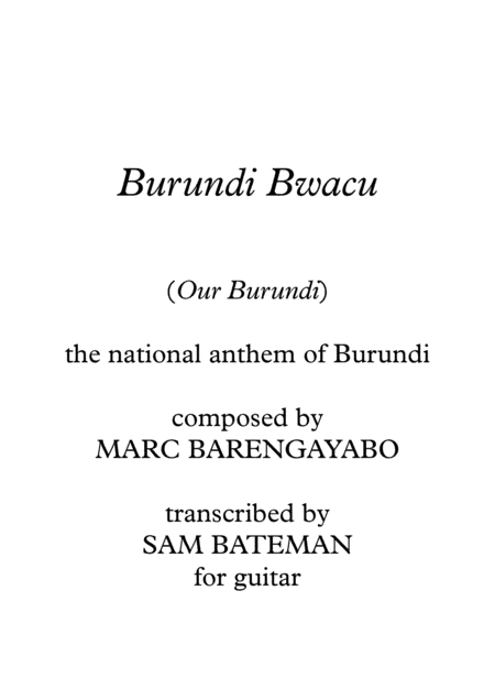 Burundi Bwacu (arr. Sam Bateman)