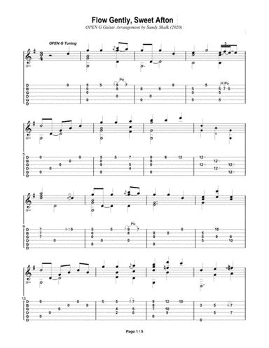 Flow Gently, Sweet Afton (OPEN G Fingerstyle Guitar) (arr. Sandy Shalk)