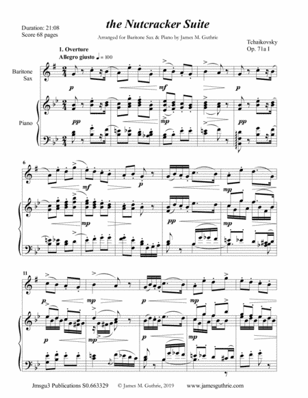 Tchaikovsky: The Complete Nutcracker Suite for Baritone Sax & Piano (arr. James M. Guthrie, ASCAP)