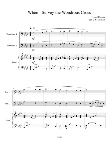 When I Survey the Wondrous Cross (Trombone Duet with Piano Accompaniment) (arr. B. C. Dockery)