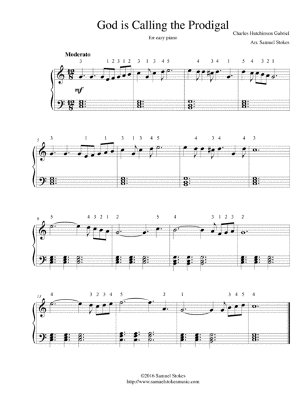 God is Calling the Prodigal - for easy piano (arr. Samuel Stokes)