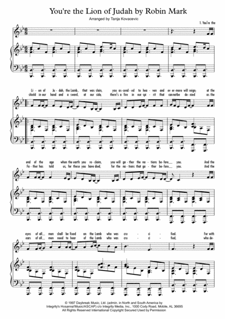 You're The Lion Of Judah (arr. Tanja Kovacevic)
