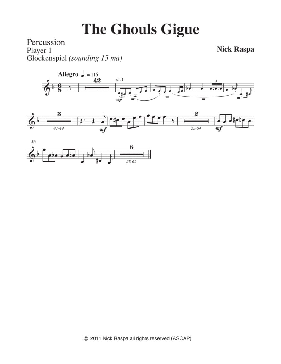 The Ghouls Gigue (from Three Dances for Halloween) Full Orchestra - Percussion Player 1 part