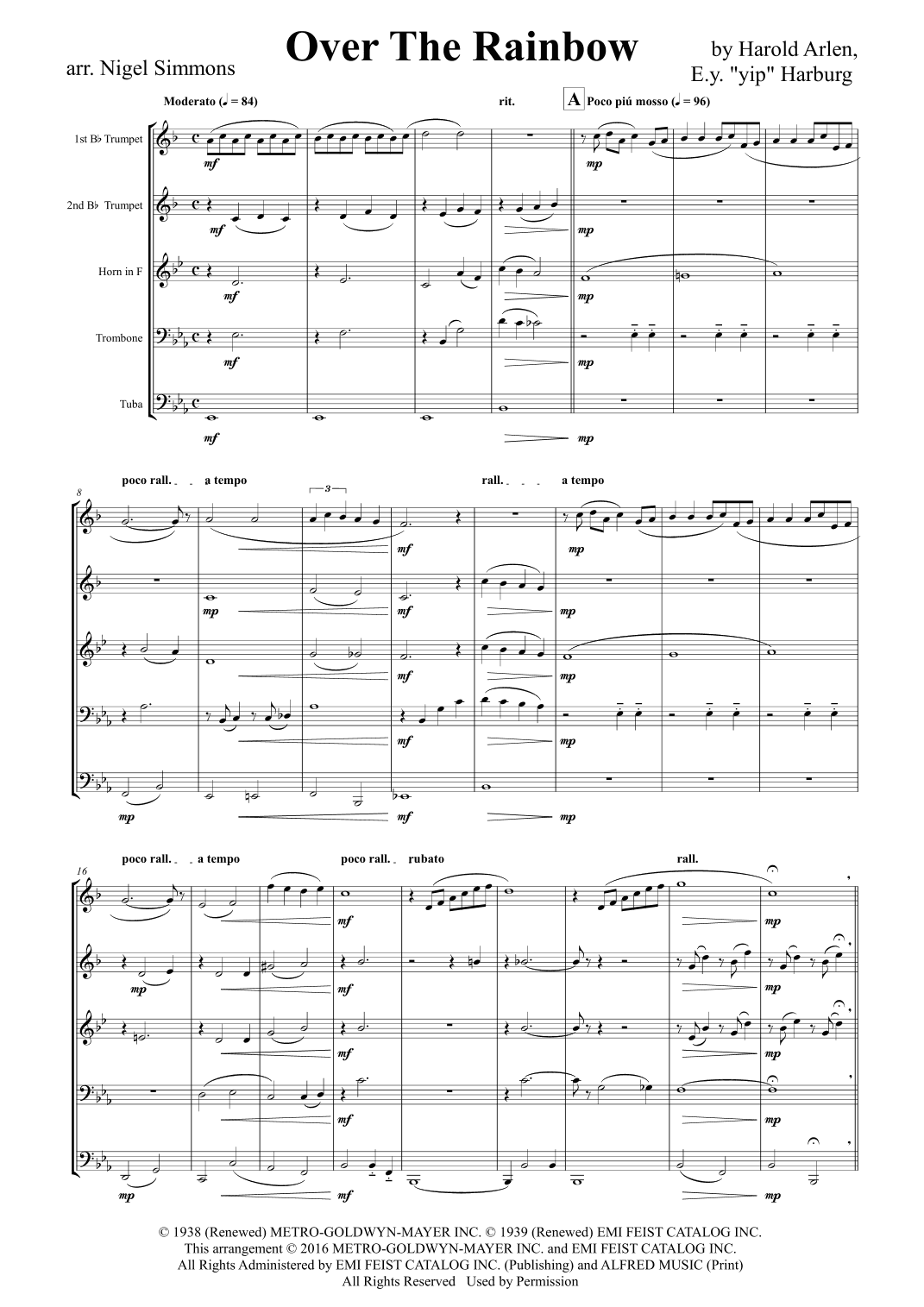 Over The Rainbow (arr. Nigel Simmons)