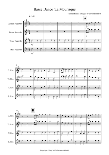 Basse Dance by Susato for Recorder Quartet (arr. David Burndrett)