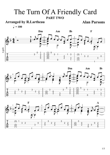 The Turn Of A Friendly Card (part Two) (arr. Roger Lartheau)
