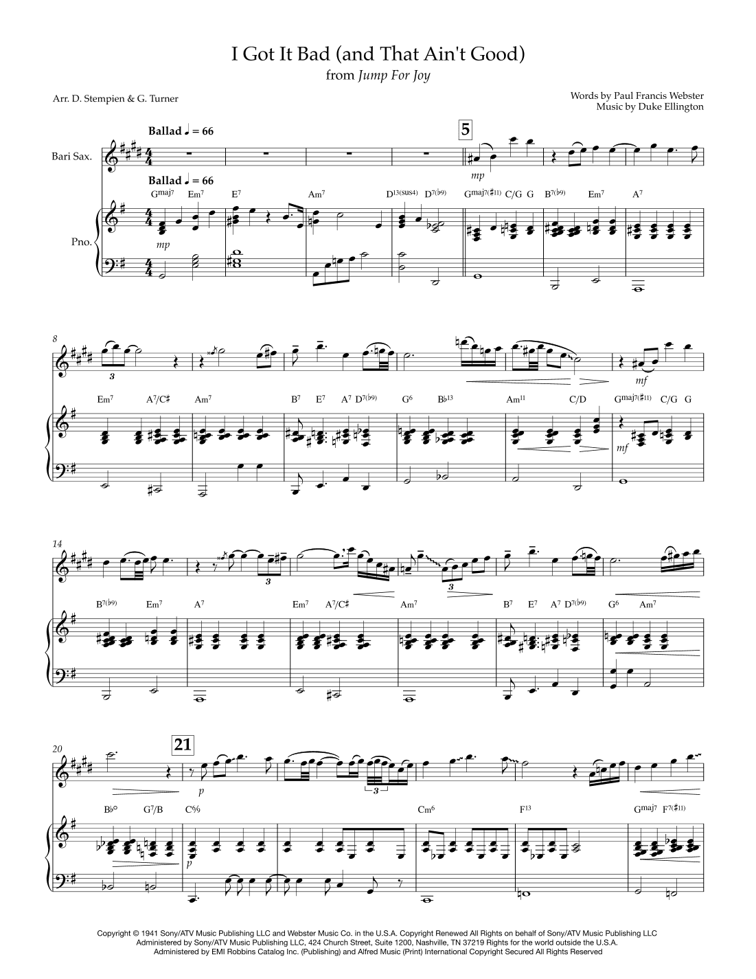 I Got It Bad And That Ain't Good (arr. Debra E. Stempien, Gregory H. Turner)