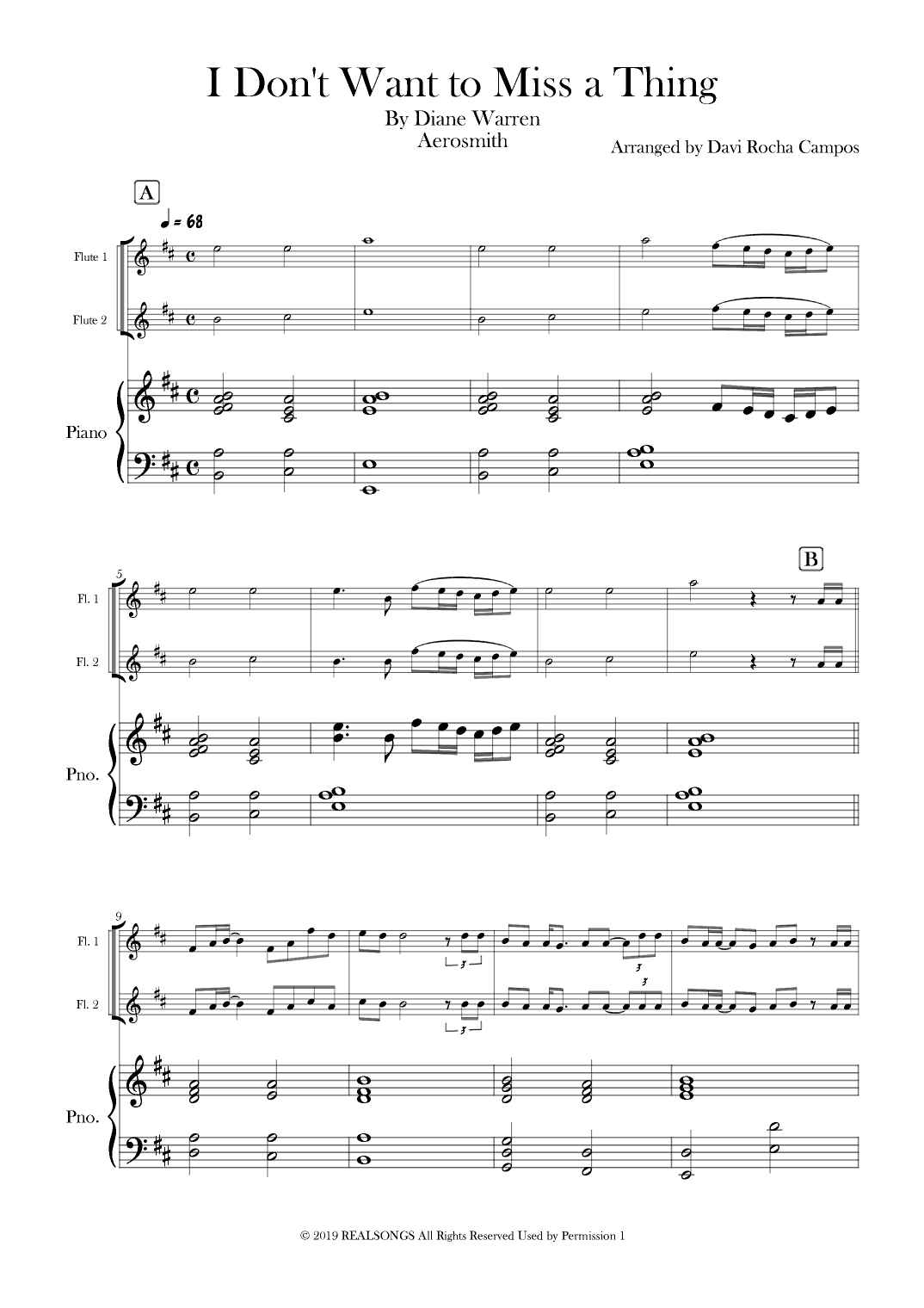 I Don't Want To Miss A Thing (arr. Davi Rocha Campos)