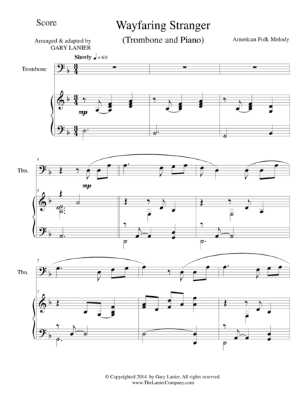 WAYFARING STRANGER (Trombone/Piano and Trb Part) (arr. Gary Lanier)