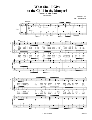 What Shall I Give to the Child in the Manger? (SSA) (arr. Curtis Hanson)