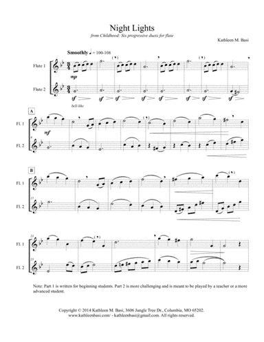 Night Lights (from Childhood: Six progressive duets for flute)