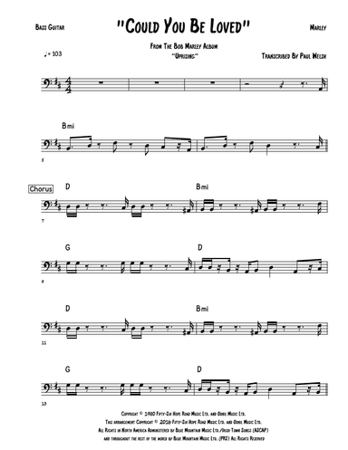 Could You Be Loved (arr. Accubass)